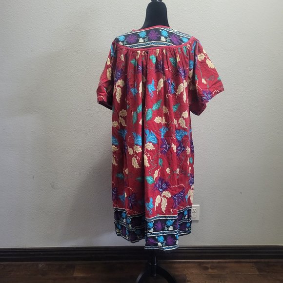 Phases Vintage Retro Women's Long Dress w/Pockets, Red Multicolored, 4X - Picture 2 of 10